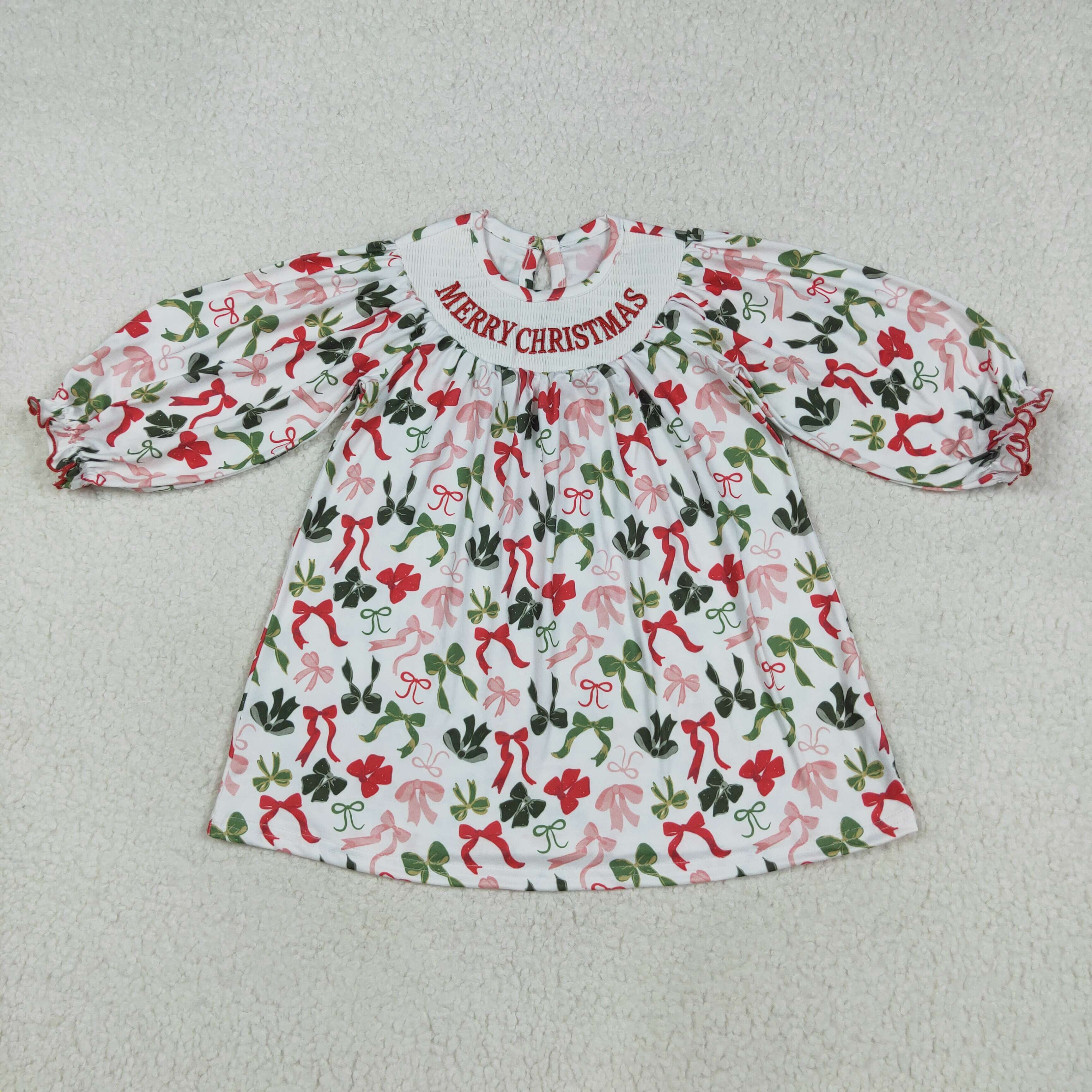 Girl Merry Christmas Smocked Dress Cielo Children's Wear Girl Merry Christmas Smocked Dress Cielo Children's Wear