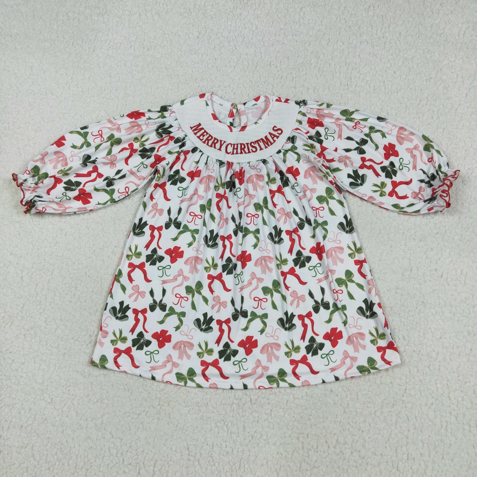 Girl Merry Christmas Smocked Dress Cielo Children's Wear Girl Merry Christmas Smocked Dress Cielo Children's Wear